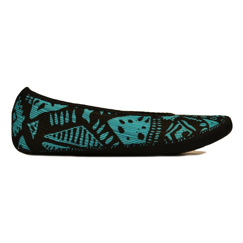 Nufoot Ballet Flats Fuzzies Women's Slippers, Foldable, Flexible Flat, Slipper Socks, Travel Slipper, Yoga Socks, House Shoes, Indoor Shoes, Blue Aztec, Small - Image 2